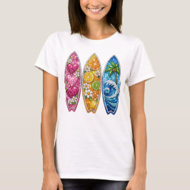 ROZE ORANJE BLAUWE JEWEL UITERLIJK ZOMER SURFBOARD T-SHIRT