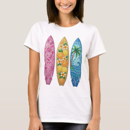 ROZE ORANJE BLAUWE JEWEL UITZIENDE ZOMER SURFBOARD T-SHIRT