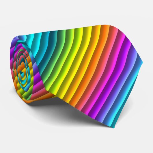 Roze Oranje blauwe turquoise groene regenboogstrip Stropdas (Opgerold)