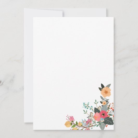 Roze oranje blauwgroen koraal abstract bloemen bru kaart (Achterkant)