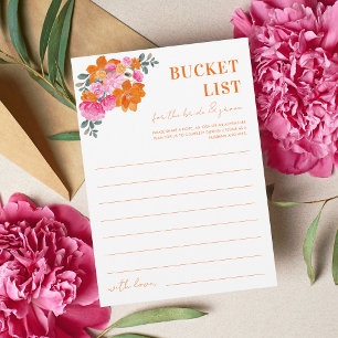 Roze Oranje Bloem Bruidsfeest Emmer Lijst Kaart