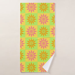 Roze Oranje Bloem Patroon Badhanddoek