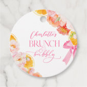 Roze & Oranje Bloemachtige Bruiloftsdouche Bedankjes Labels (Voorkant)