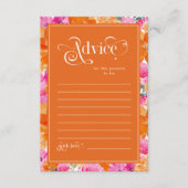 Roze & Oranje Bloemen Baby shower Ouders Advieskaart (Voorkant)