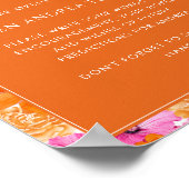 Roze & Oranje Bloemen Baby shower Tijdcapsule Poster (Hoek)
