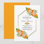 Roze Oranje Bloemen Bruids Brunch Kaart (Voorkant / Achterkant)