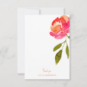 Roze & Oranje Bloemen Douche Blank Dank u Bedankkaart (Voorkant)