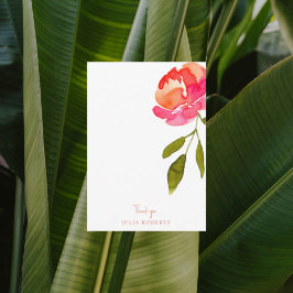 Roze & Oranje Bloemen Douche Blank Dank u Bedankkaart