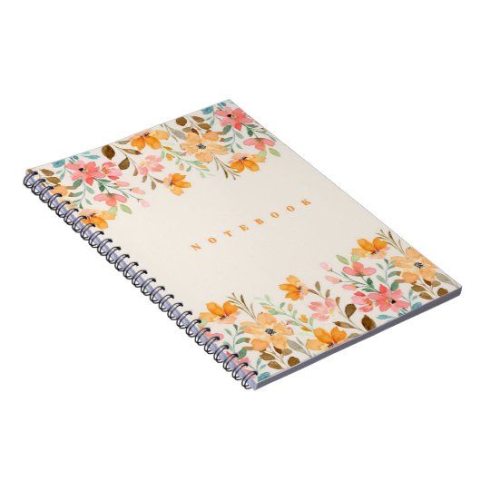 Roze & Oranje Bloemen Esthetiek Notitieboek (Rechterzijde)