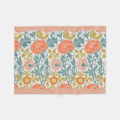 Roze & Oranje bloemen,  grafische kunst Fleece Deken (Voorkant (Horizontaal))