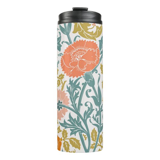 Roze & Oranje bloemen,  grafische kunst Thermosbeker (Voorkant)