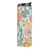 Roze & Oranje bloemen,  grafische kunst Thermosbeker (Gedraaid links)