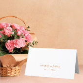 Roze & Oranje Bloemen Guest Naam Trouwplekkaart Kaart