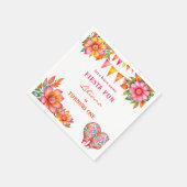 Roze Oranje Bloemen Kleurrijke Fiesta 1e Verjaarda Servet (Hoek)