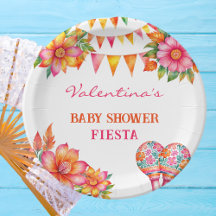 Roze Oranje Bloemen Kleurrijke Fiesta Baby shower