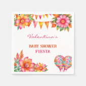 Roze Oranje Bloemen Kleurrijke Fiesta Baby shower Servet (Voorkant)