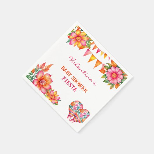 Roze Oranje Bloemen Kleurrijke Fiesta Baby shower Servet (Hoek)