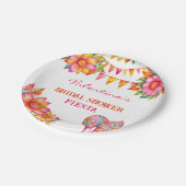 Roze Oranje Bloemen Kleurrijke Fiesta Vrijgezellen Papieren Bordje (Gekanteld)