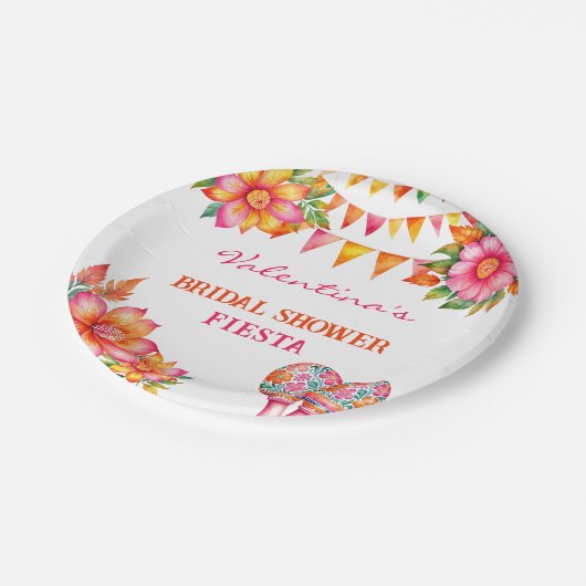 Roze Oranje Bloemen Kleurrijke Fiesta Vrijgezellen Papieren Bordje (Gekanteld)