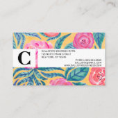 Roze Oranje bloemen laten Waterverf patroon achter Afsprakenkaartje (Achterkant)