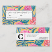 Roze Oranje bloemen laten Waterverf patroon achter Afsprakenkaartje (Voorkant / Achterkant)