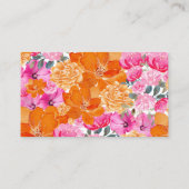 Roze & Oranje Bloemen QR Code Huwelijkscadeau Regi Informatiekaartje (Achterkant)