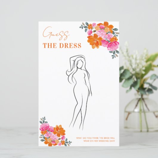 Roze & Oranje Bloemen Raad de Dress Shower Game (Staand voorkant)