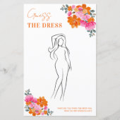 Roze & Oranje Bloemen Raad de Dress Shower Game (Voorkant)