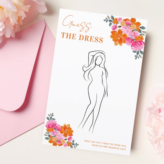 Roze & Oranje Bloemen Raad de Dress Shower Game