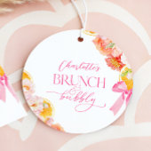 Roze & Oranje Bloemen Vrijgezellenfeest Bedankjes Labels