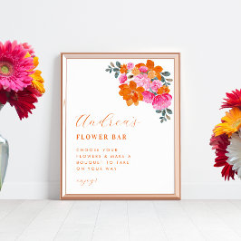Roze & Oranje Bloemen Vrijgezellenfeest Bloemen Ba Poster