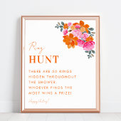 Roze & Oranje Bloemenring Hunt Vrijgezellenfeest t Poster