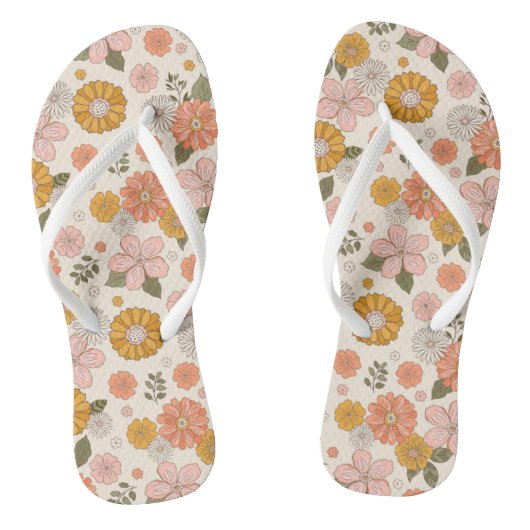 Roze & Oranje Bloementuin Patroon Teenslippers (Voetbed)