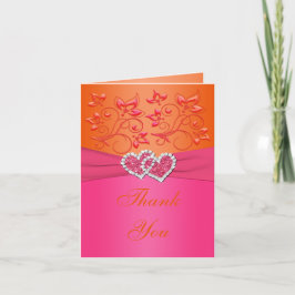 Roze, oranje bloemhartelijk bedankkaart