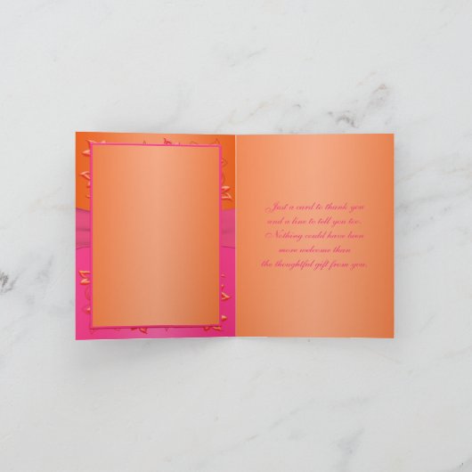 Roze, Oranje Bloemhartjes Verbonden Harten Bedankk Bedankkaart (Binnen)