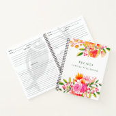 Roze Oranje Bloemige Aangepaste Bruidsdouche Recep Notitieboek (Binnen)