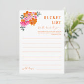 Roze Oranje Bloemige Bruidsdouche Emmer Lijst Kaar Kaart (Staand voorkant)