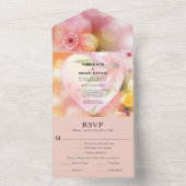 Roze Oranje Bloemige Elegante Romantische Gloed Br All In One Uitnodiging (Binnen)