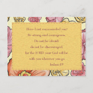 Roze Oranje Bloemrijke Bijbelvers Josua 1:9 Ansich Briefkaart