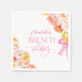 Roze & Oranje Bloemrijke Bruiloft Feest Servet (Voorkant)