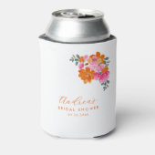 Roze & Oranje Bloemrijke Zomer Bruids Bruiloft Fee Blikjeskoeler (Blikje Achterkant)