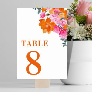 Roze & Oranje Bloemrijke Zomerbloei Tafel 8 Trouw Kaart