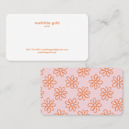 Roze Oranje Boho Cute Girly Minimalist Simple Visitekaartje