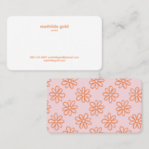 Roze Oranje Boho Cute Girly Minimalist Simple Visitekaartje