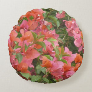 Roze Oranje Bougainvillea Round Pillow Rond Kussen