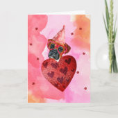Roze Oranje Boxer Valentijnsdag Gift Dog Kaart (Voorkant)