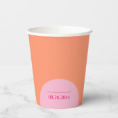 Roze & Oranje Bruidsdouche Papieren Bekers (Achterkant)