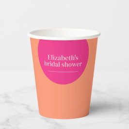 Roze & Oranje Bruidsdouche Papieren Bekers