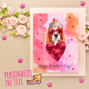 Roze Oranje Cavalier Spaniel Valentijnsdag Cadeau Feestdagenkaart