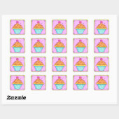 Roze Oranje Cherry Cupcake Sticker (Vel)